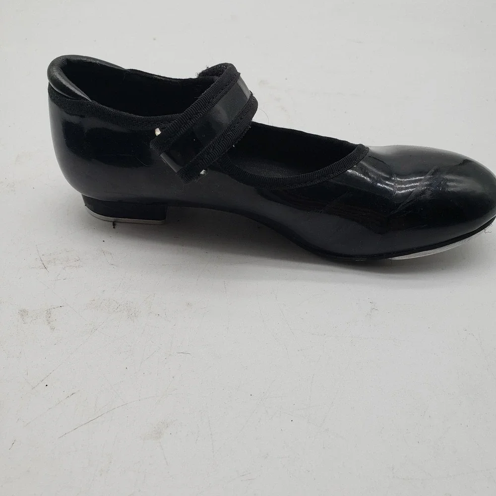 Tap Shoes Girls Size 11C Black Patent Mary Jane Tap Dance Adjustable Strap Flats